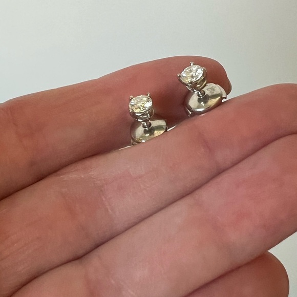 Tiffany & Co. Silver Solitaire Earrings - Picture 7 of 16